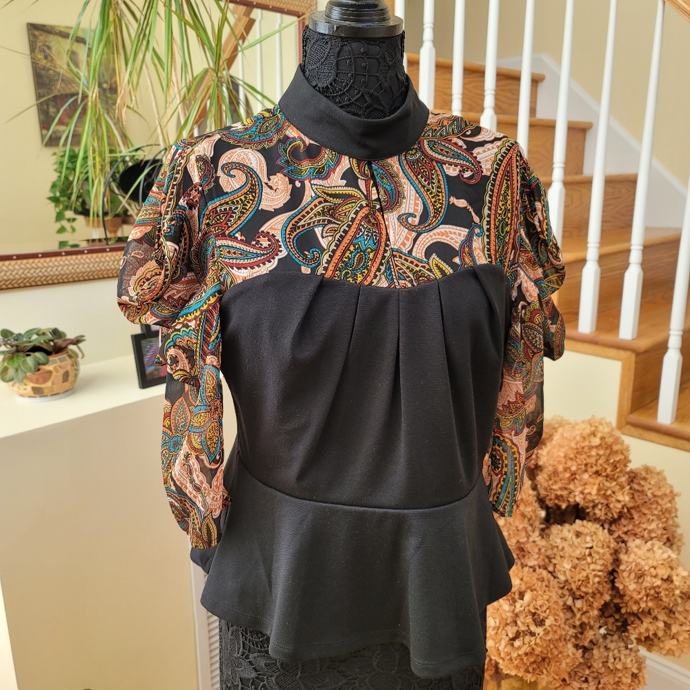 Ruffled Sleeve Peplum Blouse